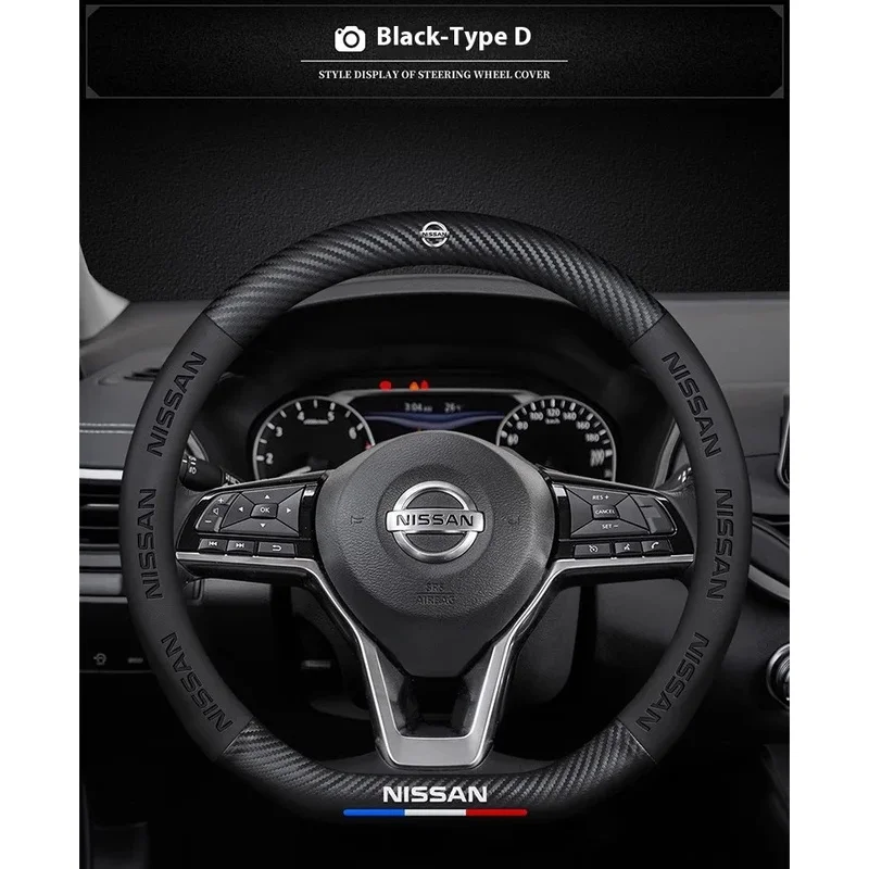 

Car Steering Wheel Cover Nissan Qashqai Juke X-Trail Patrol Note Leaf Altima Maxima Micra Murano Rogue Pulsar Sentra Teana Tiida