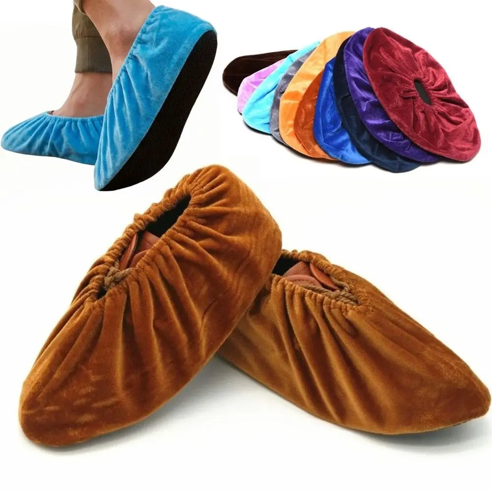 3Pairs Reusable Non Slip Shoe Covers Elastic Durable Short Fabric Overshoes Anti Dirty Slip-on Booties Cover Machine Room