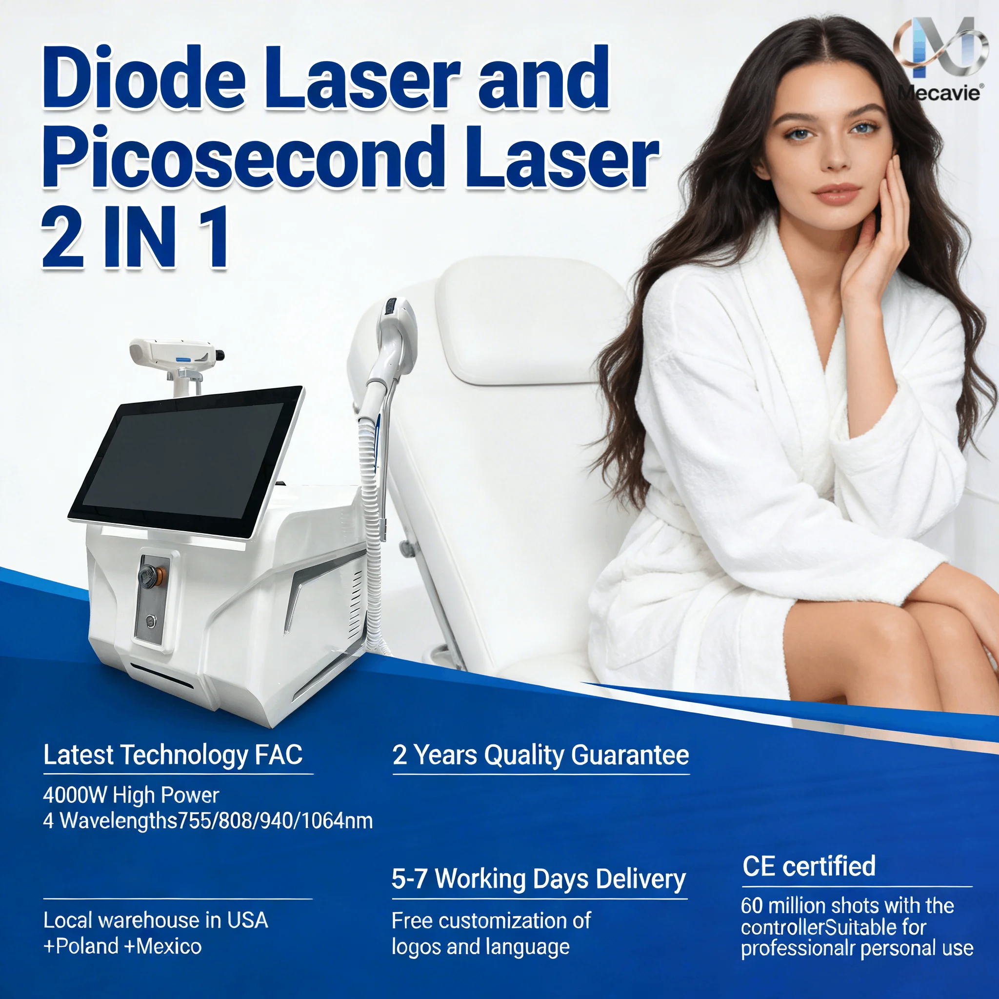 

Новейший лазерный эпилятор 4000 Вт с диодной системой охлаждения 808/755/940/1064 нм для безболезненного удаления волос на всем теле, безопасный и эффективный