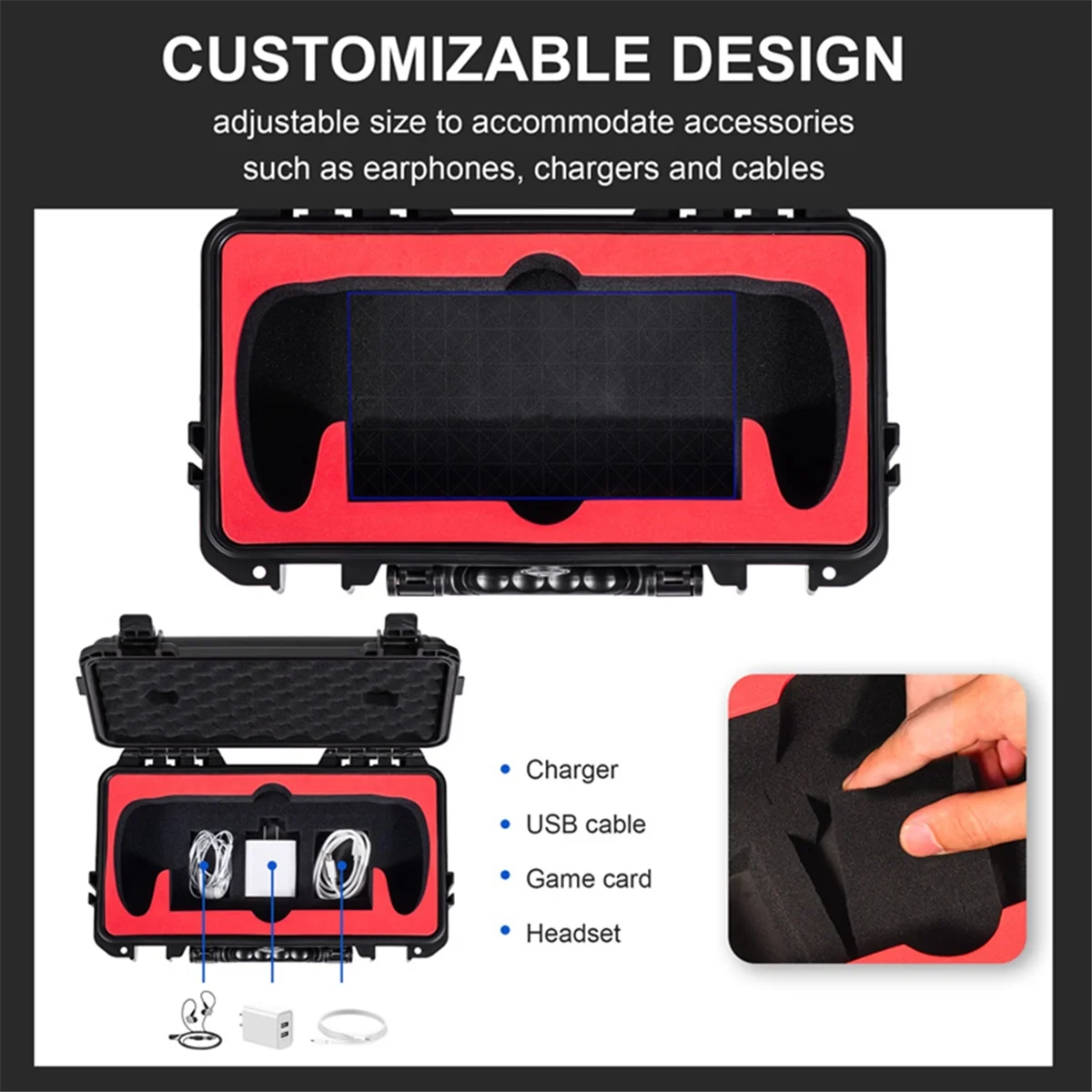 Carrying Case for Playstation Portal Remote Player, Hard Shell Travel Case with DIY Customizable Foam for PS Portal