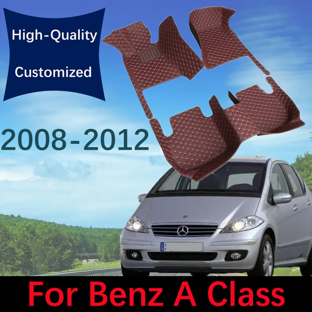 

High-Quality Custom Leather Car Floor Mats For Mercedes Benz A Class 2008 2009 2010 2011 2012 Auto Foot Pads Carpet Cover