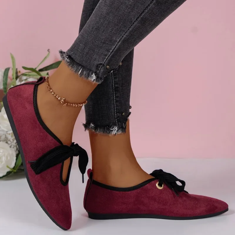 Autumn New Pointed Toe Suede Loafers Women Shoes Flats Walking Comfortable Work