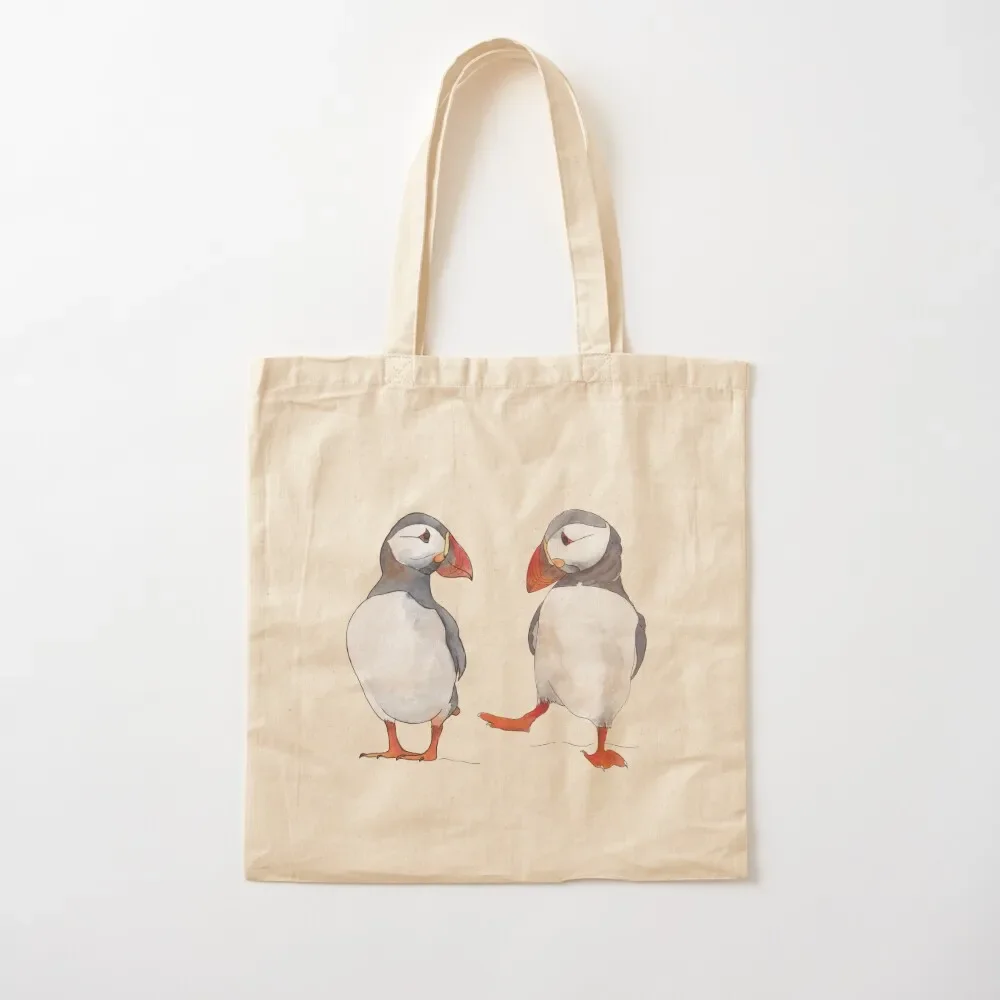 

Puffin friends dancing - illustration Tote Bag Reusable bags cloth bag woman Canvas shoulder bag