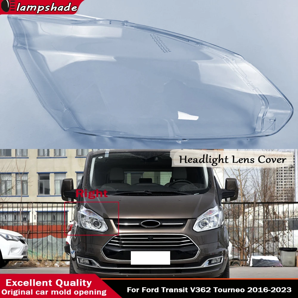 For Ford Transit V362 Tourneo 2016 - 2023 Car Transparent Housing Front Headlights Lens Shell Cover Glass Lampcover Lampshade