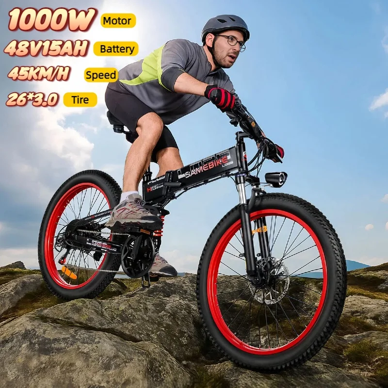 Electric Bike Foldable SAMEBIKE LO26 PLUS 48V 15Ah Battery 1000W Motor E-Bike 26-Inch Wide Tire 45KM/H Commuter Electric Bicycle image 5