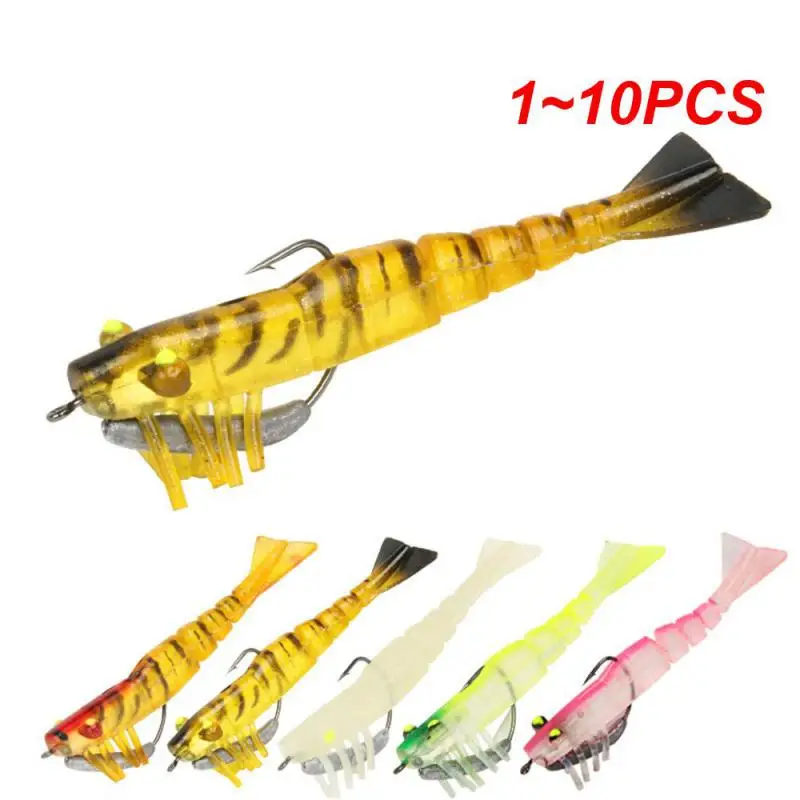 

1~10PCS Artificial Soft Plastic Shrimp Lure Jumping Jig 100mm 12g Camarao Prawn Lure Silicone Bait With Hook Sea Bass Fishing