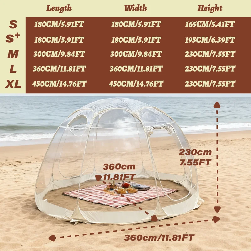 2-3 Person Transparent Bubble Tent Pop Up Clear PVC Shelter Forest Camping Glamping Backyard Couple Photo Booth Instagram