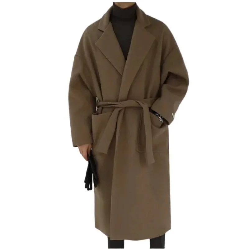 2024 winter lovers woolen coat in the long Korean version of loose woolen coat thick warm men's coat size 2XL