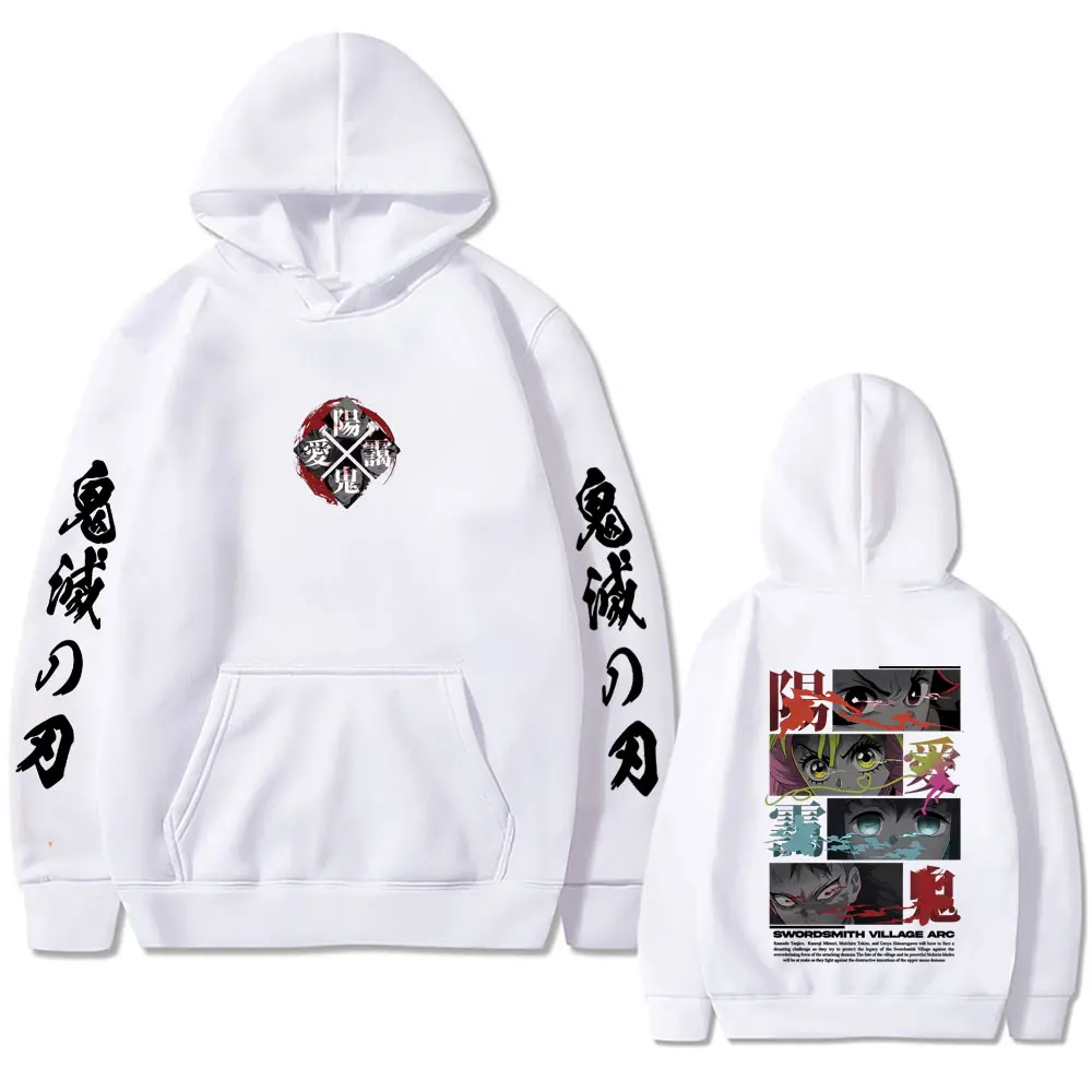 Anime Demon Slayer Kamado Tanjirou Kanroji Mitsuri Tokitou Muichirou Shinazugawa Genya Eyes Graphic Hoodie Men Oversized Hoodies