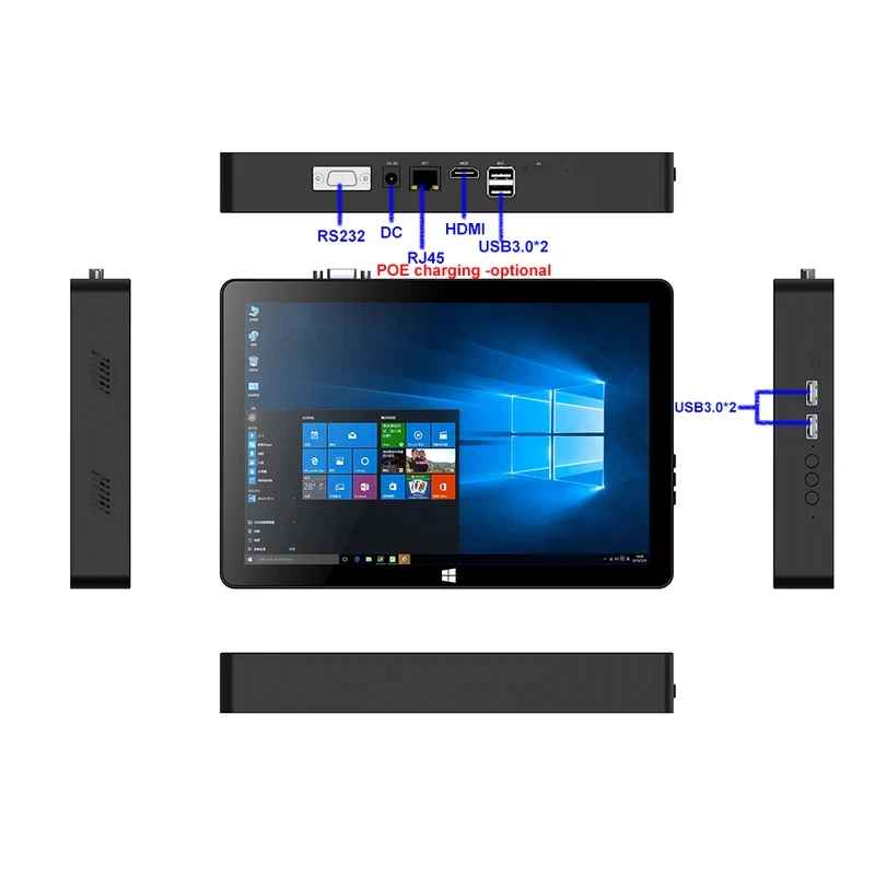 2025 Wall Mounted Tablet PC POE Box Industrial Windows 10 10.1 Inch Touch Screen N100 16GB RAM 1TB RJ45 4G LTE Sim RS232
