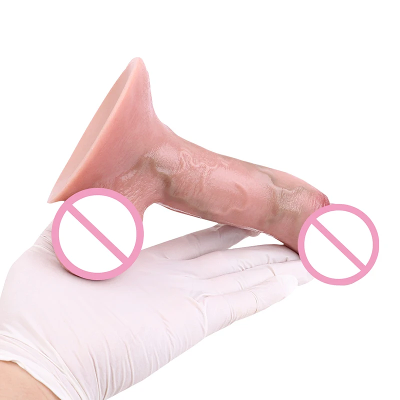 19.4*4cm Small Reverse-Curved Realistic Penis Nude Silicone Fake Dick Bent Dildo Women Masturbator Adult Sex Toys for Pussy Anal