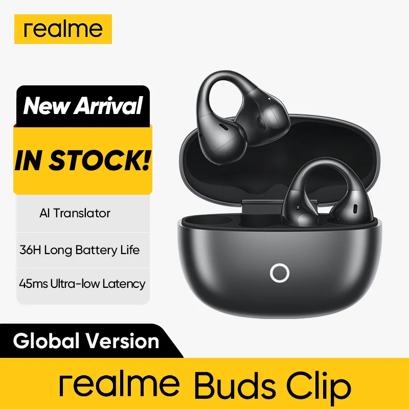 

Realme Buds Clip OWS Наушники-клипсы AI ENC Шумоподавление вызова AI Переводчик До 36 часов Срок службы батареи IP55 Bluetooth 5.4
