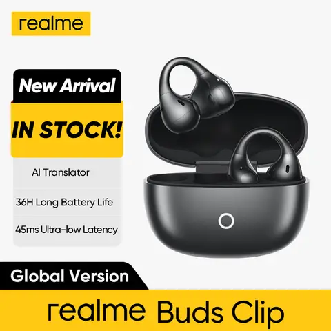  realme Buds Clip OWS Ear Clip Headphones AI ENC Call Noise Cancellation AI Translator Up to 36H Batter Life IP55 Bluetooth 5.4