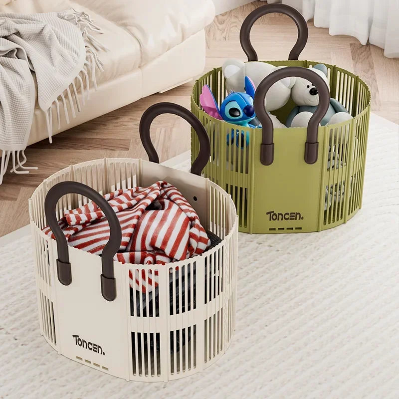 

Multi-functional Laundry Basket Hanging Sundry Storage Nordic Folding Dirty Clothes Basket Portable Bathroom Storage Basket