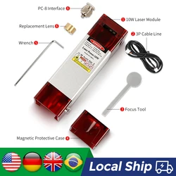 10W Laser Module with Air Assist Laser Engraving Head 450nm TTL Blue Light Laser Head for CNC Laser Cutting Tools