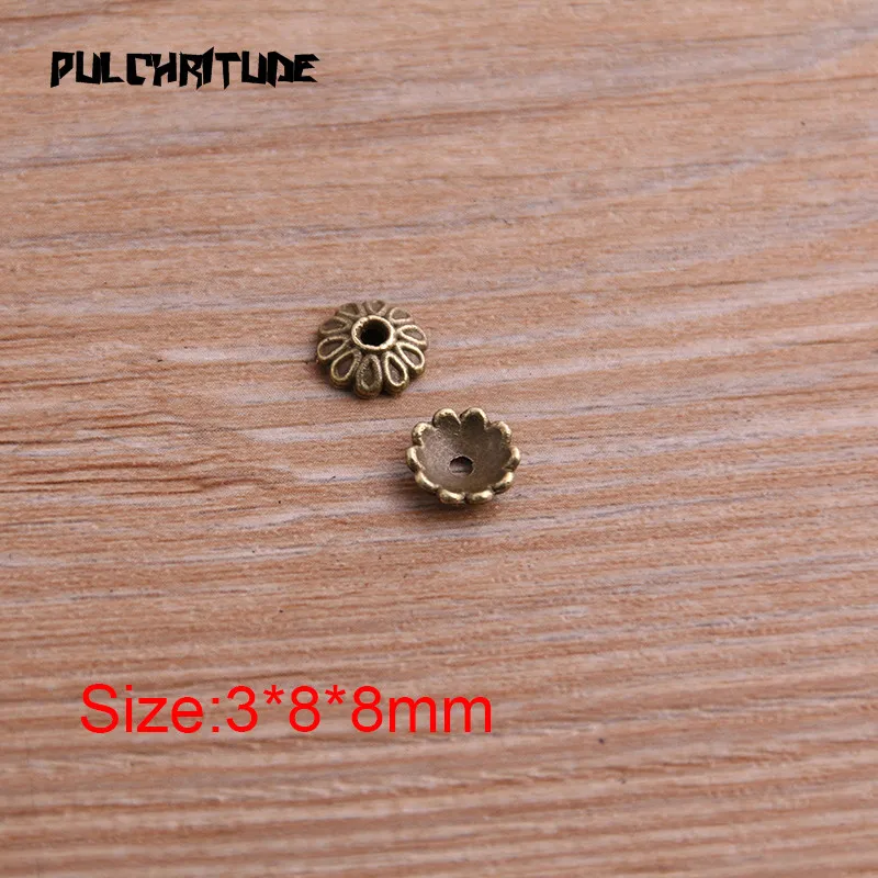 100pcs 3*8*8mm Two Color Bead Caps Charm Hollow Round Flower Pendants Jewelry Accessories DIY Receptacle Charms