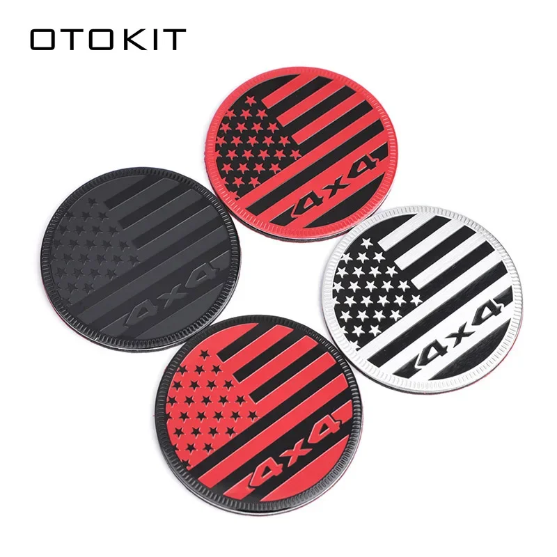 OTOKIT 1 pcs Automobile 4X4 Round Exterior Accessories United States Of America USA National Flag Aluminum Alloy Car Stickers