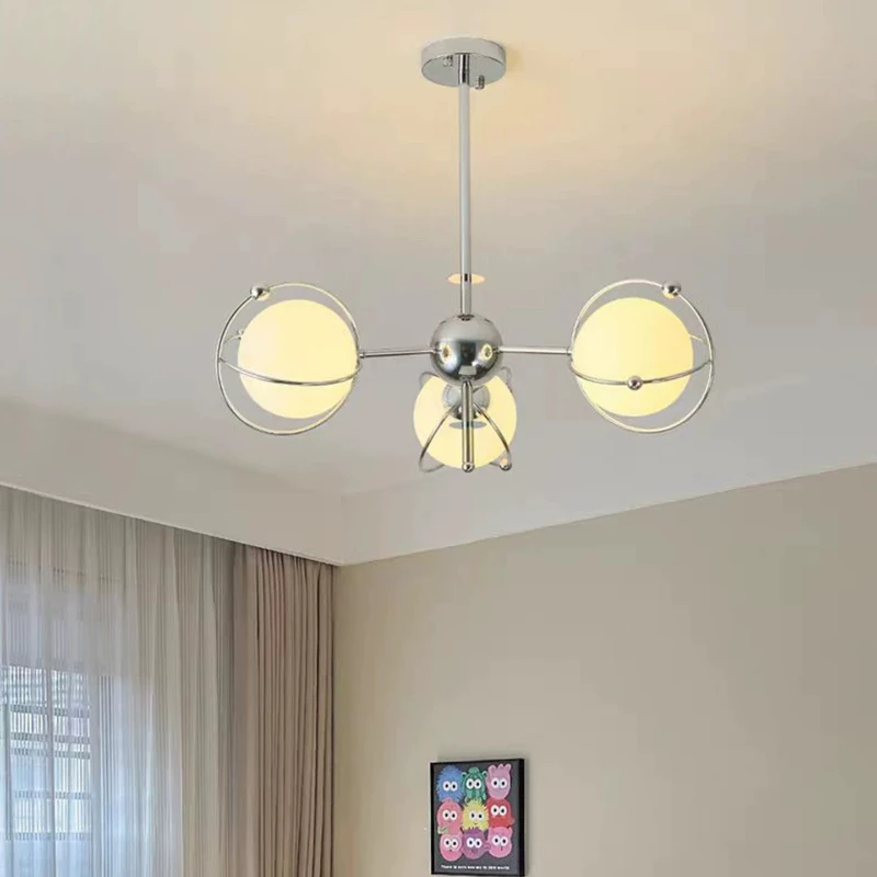 Bauhaus Living Room Chandelier Cream Style Designer Planetary Glass Magic Bean Pendent Light Restaurant Study Bedroom Decoration