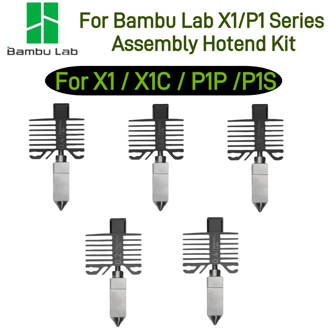 

Оригинальный комплект Hotend серии Bambu lab X1/P1, сопло из закаленной стали 0,2/0,4/0,6/0,8 мм для деталей 3D-принтера Bambu lab X1C P1P P1S