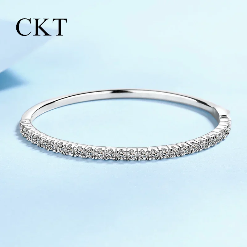 18K White Gold Luxury Platinum Fine Jewelry Bangles for Women 1.68ct Moissanite Diamond Niche Bracelet Pt950 for Girlfriend