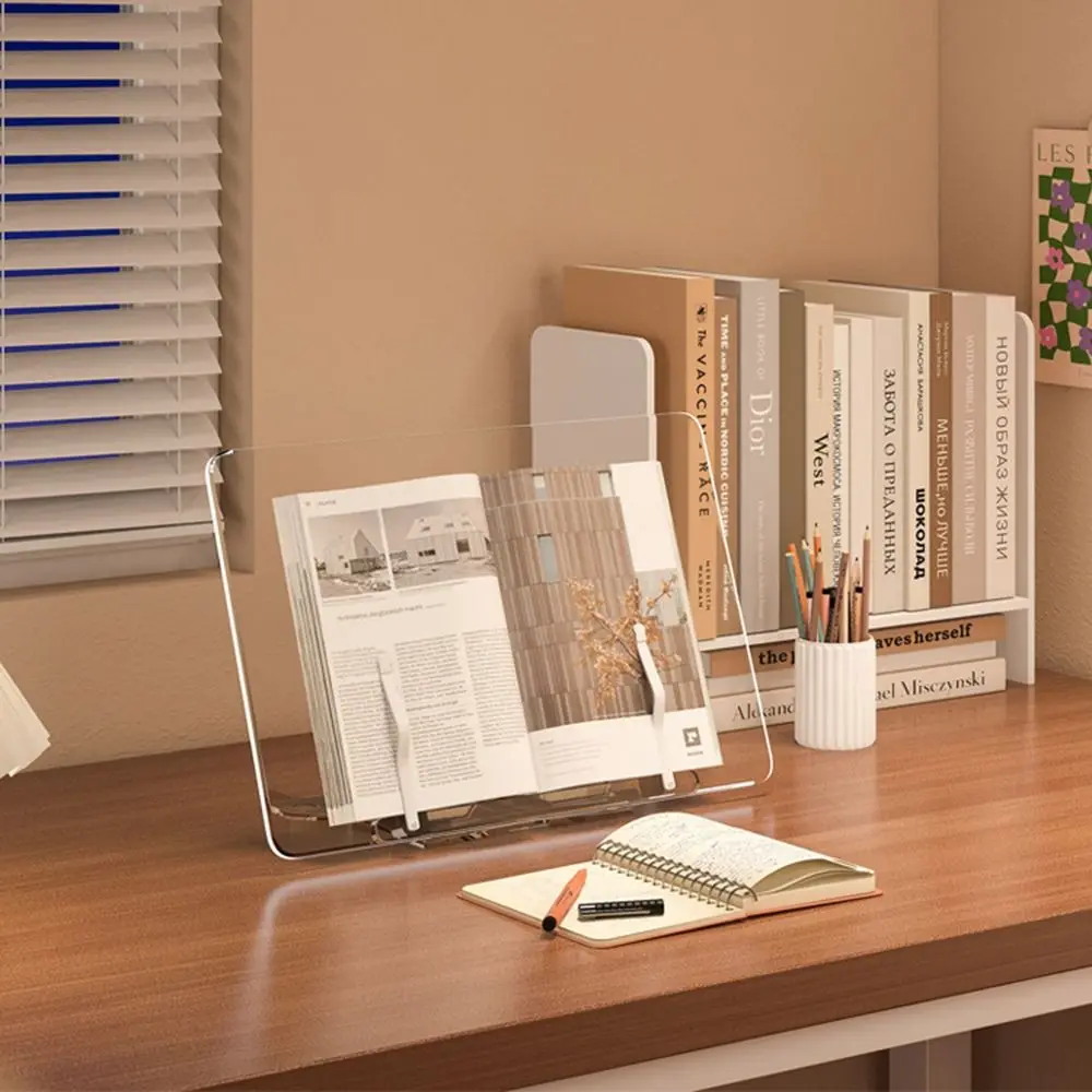 

13 Adjustable Tilt Angles Acrylic Book Stand Comfortable Reading Transparent Desktop Reading Holder Anti-bending Non-slip