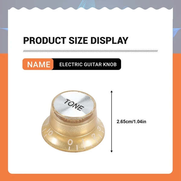 Set Gold Top Hat Knob For Gibson For Les Paul Gold Foil Button