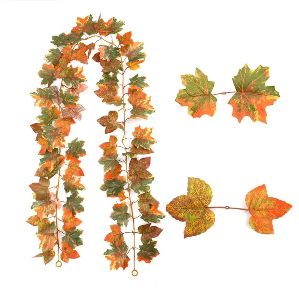 Halloween Party Supplies Festival Atmosphere Accents Halloween Artificial Maple Leaf Vine Garland Fall Wall Hanging for Holiday