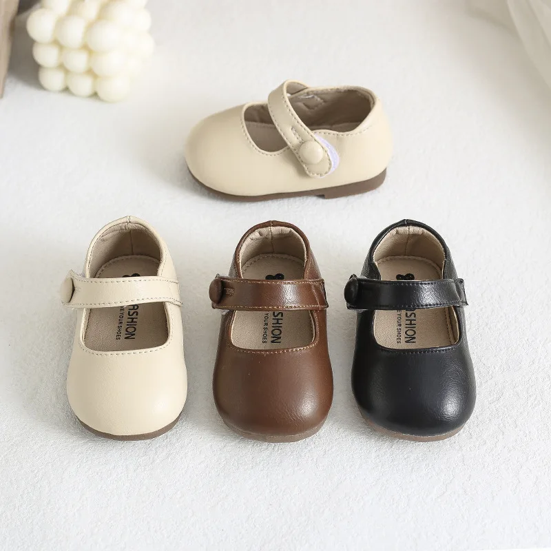 Baby Soft Soled Toddler Shoes Spring and Autumn Girl Princess Black 0-3 Year Old Baby British Style Small Leather Shoes