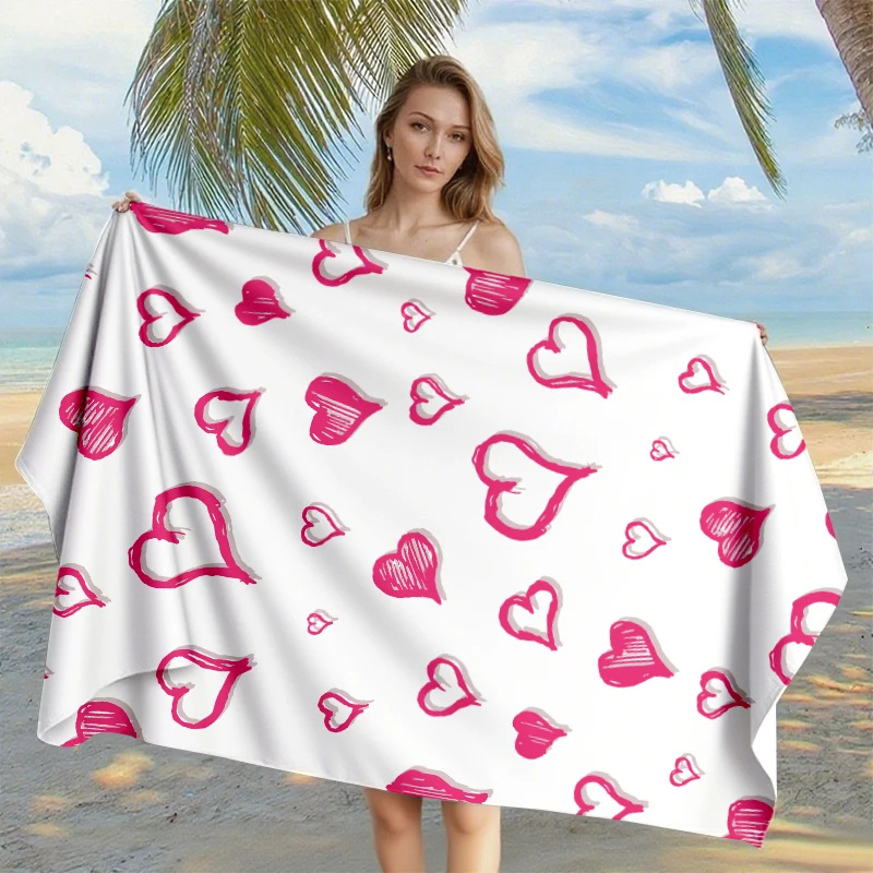 منشفة شاطئ على شكل قلب وردي من ديزني كارتون ألياف دقيقة للغاية خفيفة الوزن وسريعة - جافة لمتعة الشاطئ والسفر والسباحة وسهلة التخزين