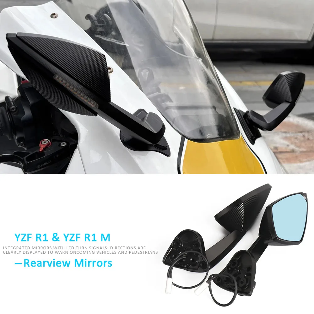 

Motorcycle Accessories Rear View Mirrors LED Turn Signal For Yamaha YZF R1 M YZF-R1M 2020 2021 2022 2023 2024 2025