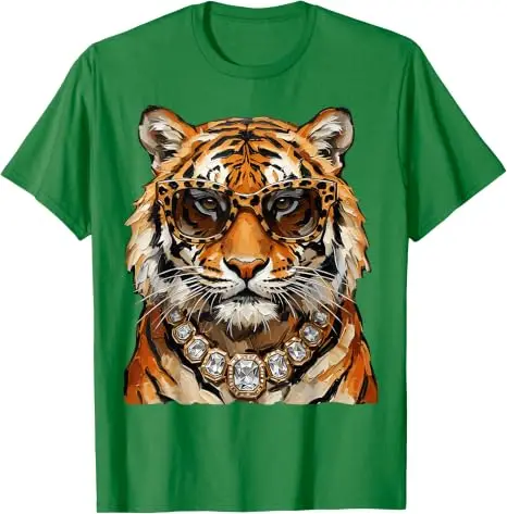 Cooles Tigerroar-Leoparden-Sonnenbrillen-T-Shirt, lustiges Y2k-Kunst-Ölgemälde, ästhetische Kleidung für Frauen und Männer, Persönlichkeits-T-Shirt, Geschenke – Detail 15
