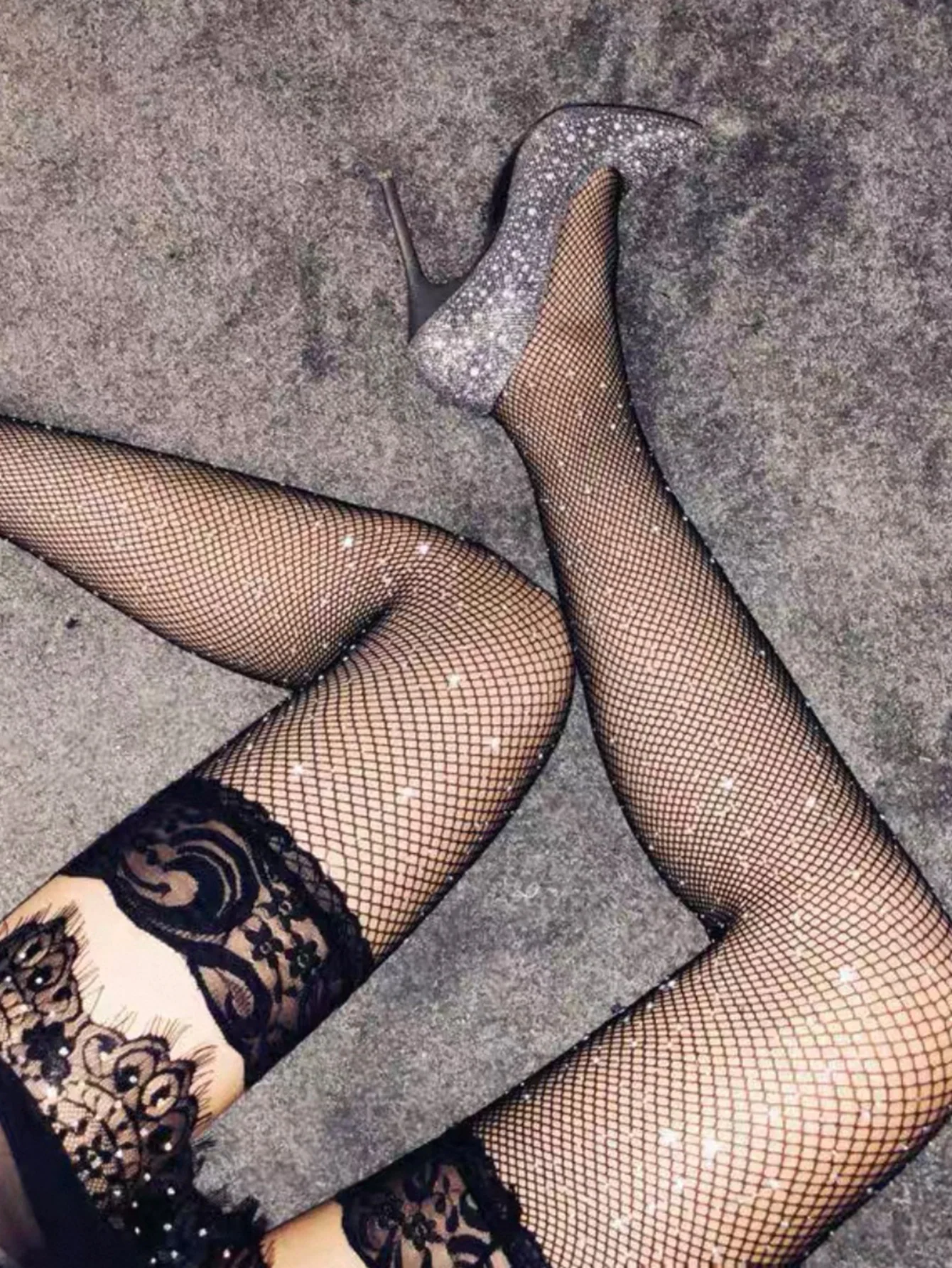 1 Paar Diamant-Spitzen-Overknee-Strümpfe für Damen, ultradünn, reißfest, mit Silikon-Antirutsch, geeignet für den täglichen Gebrauch/Dates