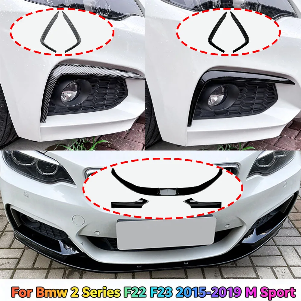Car Front Bumper Spoiler Lip for Bmw 2 Series F22 F23 2015-2019 for M Sport MP Style Side Fog Light Frame Cover Accessories