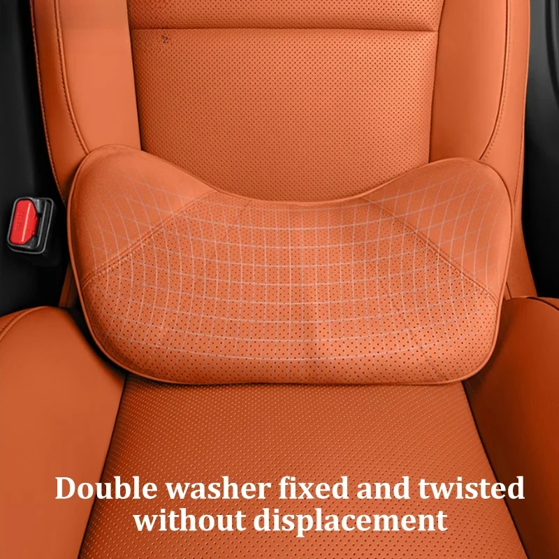 يصلح ل Lixiang L6 L7 L8 L9 لوازم تزيين السيارة الجلد المدبوغ رغوة الذاكرة كرسي داعم للفقرات القطنية مقعد تنفس وسادة قطني #4