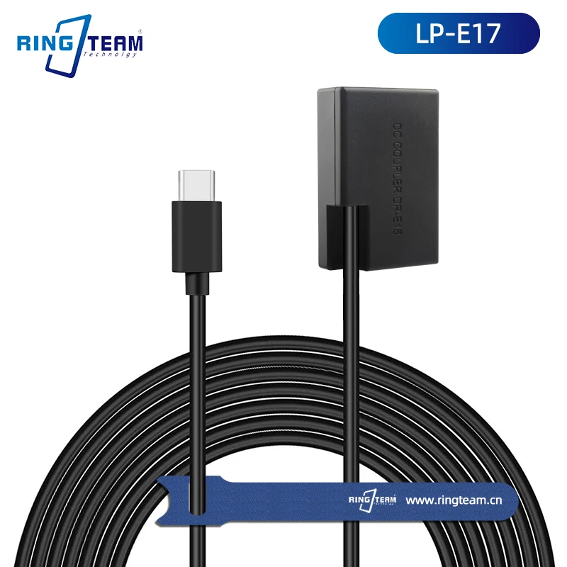 

Type C PD to LP-E17 Dummy Battery DR-E18 DC Coupler ACK-E18 for Camera EOS R10 RP 77D 200D 250D 750D T6i 760D T6s 800D 8000D