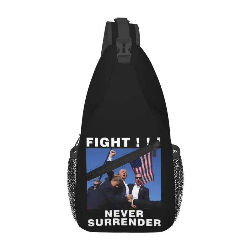 

Custom Fashion Trump Never Surrender Crossbody Sling Backpack Men Shoulder Chest Bag for Camping Biking