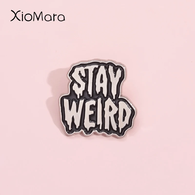 Bleiben seltsame Emaille Pin Gothic klassische Horrorfilm Linien kreative Metall Brosche Revers Rucksack Abzeichen Party Schmuck für Freunde