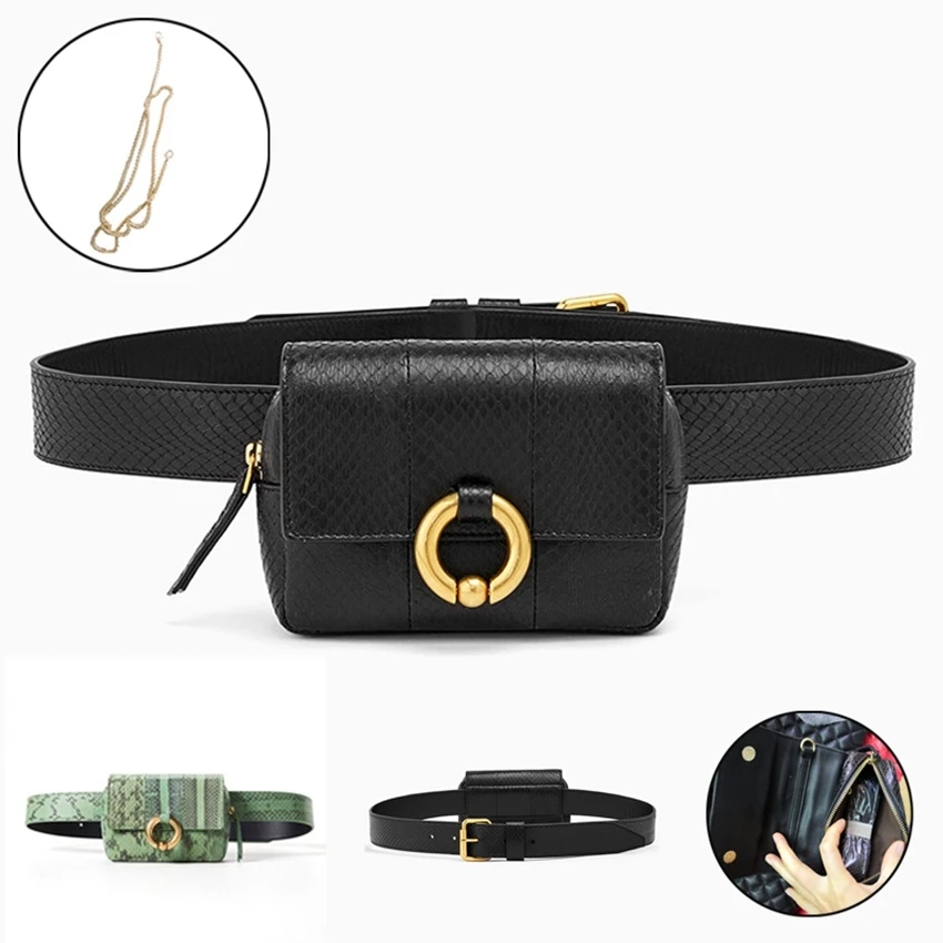 Fashion Python  Pattern Belt Bag Women's Waist Packs  PU Leather Waist Bag Adjustable Belt Size Bum Bag Lady Phone Bag