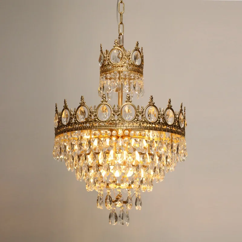 

Modern Luxury Crystal Ceiling Chandelier Lighting Medieval Palace Home Decor Living Dining Room Hotel LED Crown Gold Hang Lamp