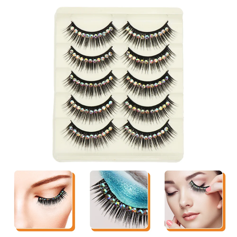 10 paia di ciglia finte gemme lucide estensioni ciglia lunghe per le donne trucco glamour cosplay festa di ballo ciglia finte