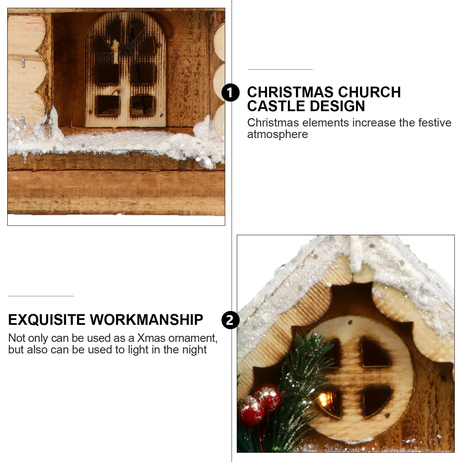 

1Pcs Christmas Wood Ornament Luminous Xmas Decoration Night Light Festive Home Decor Perfect Gift for Bedroom Study Hotel