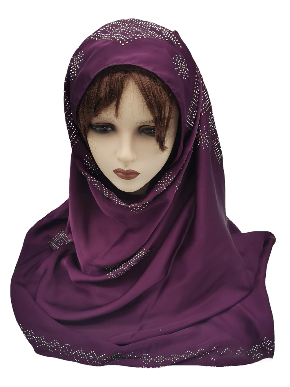 

Satin Silk Fabric National Style Inner Hijabs Fashion Diamond Scarf for Arab Women Muslim Scarf Islamic Headscarf Armia Hat