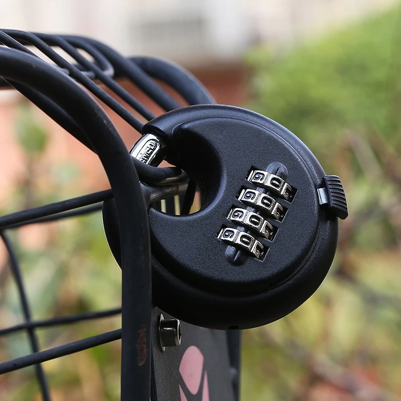 1 Pcs Round Padlocks Stainless Steel Discus Locks 4 Digits Combination Disc Padlock Keyless Heavy Duty Rustproof Locks