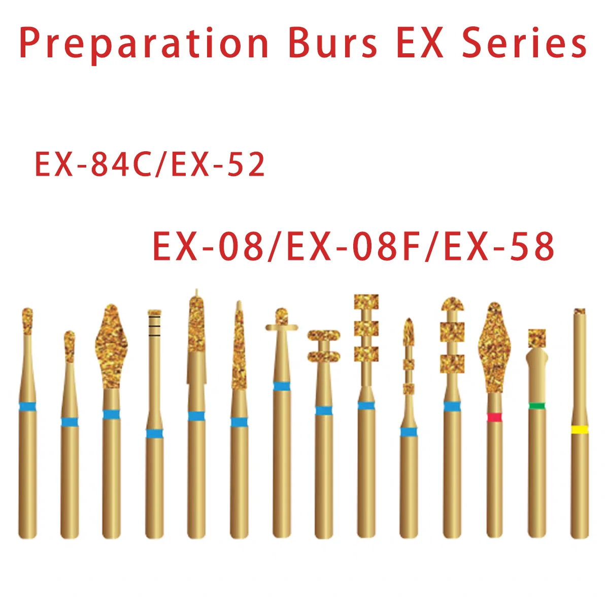 

5Pcs Dental Preparation Burs EX Series Cutting End Joint Surface Fixed Depth Tooth Joint Surface Groove Precision Polishing