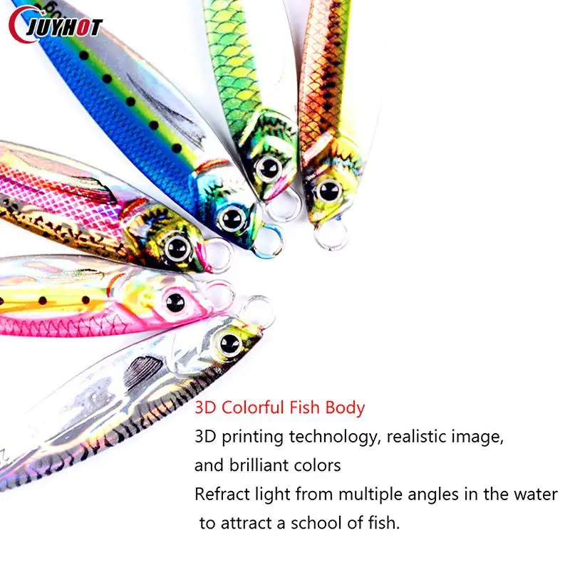 7g 10g 15g 20g 25g 30g 3D Printing Cast Jig Slow Metal Jig Trout Tuna Bass Shore Casting Jigging Spoon Sea Fishing Jigging Lure