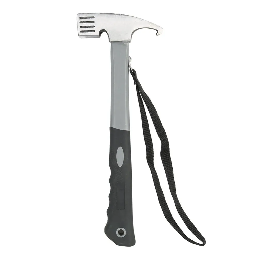 

Portable Carbon Steel Camping Hammer Grey Claw Puller Head Tent Mallet Grooved Surface Handheld Camping Tool Backpacking