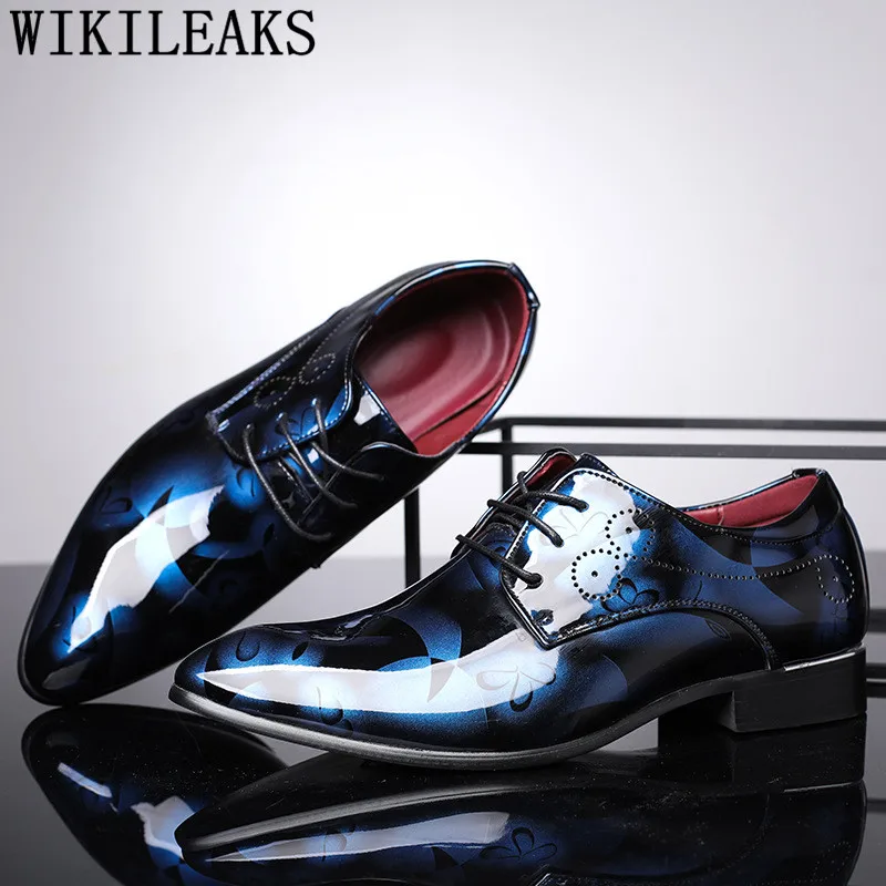 Office Men Dress Shoes Floral Pattern Men Formal Shoes Leather Luxury Fashion Groom Wedding Shoes Men Oxford Shoes Dress 37-50