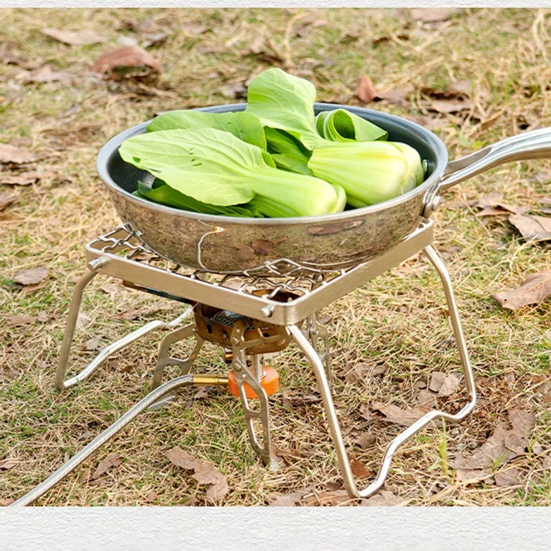 Camping Folding Grill Stand Stainless Steel Grill Grate Camping Table Outdoor Portable Gas Wood Stove Stand Camping Supplies