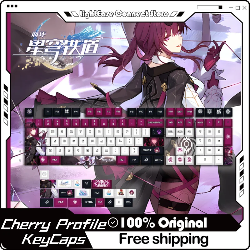 Honkai Starrail Kafuka Themed Keycap 120key Cherry Profile Pbt Thermal Sublimation Mechanical Keyboard Anime Game Cartoon Keycap