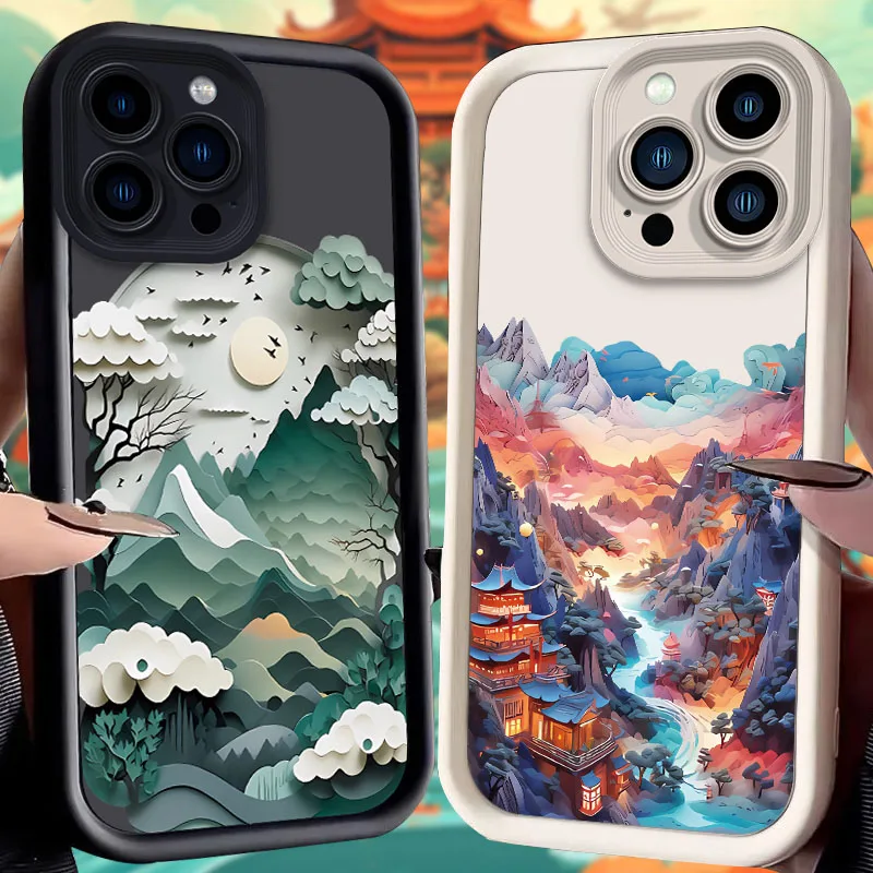 Magnificent Scenery Case for iPhone 16 15 14 13 12 11 Pro Max XS X XR 8 7 6S 6 Plus SE 2020 Liquid Silicone Shockproof Cover